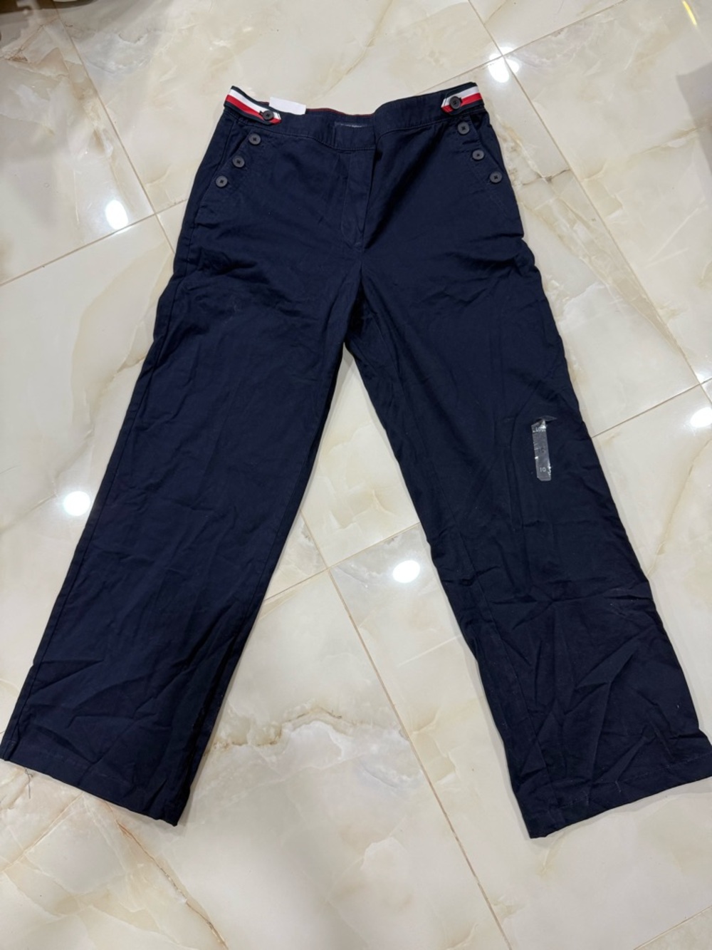 Tommy Hilfiger Men's Navy Wide-Leg Chinos with Signature Trim